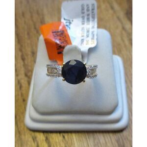 4.00ct Blue Mahaleo Sapphire .50ctw Wht Zircon 18k Over Silver JTV Ring sz 6http